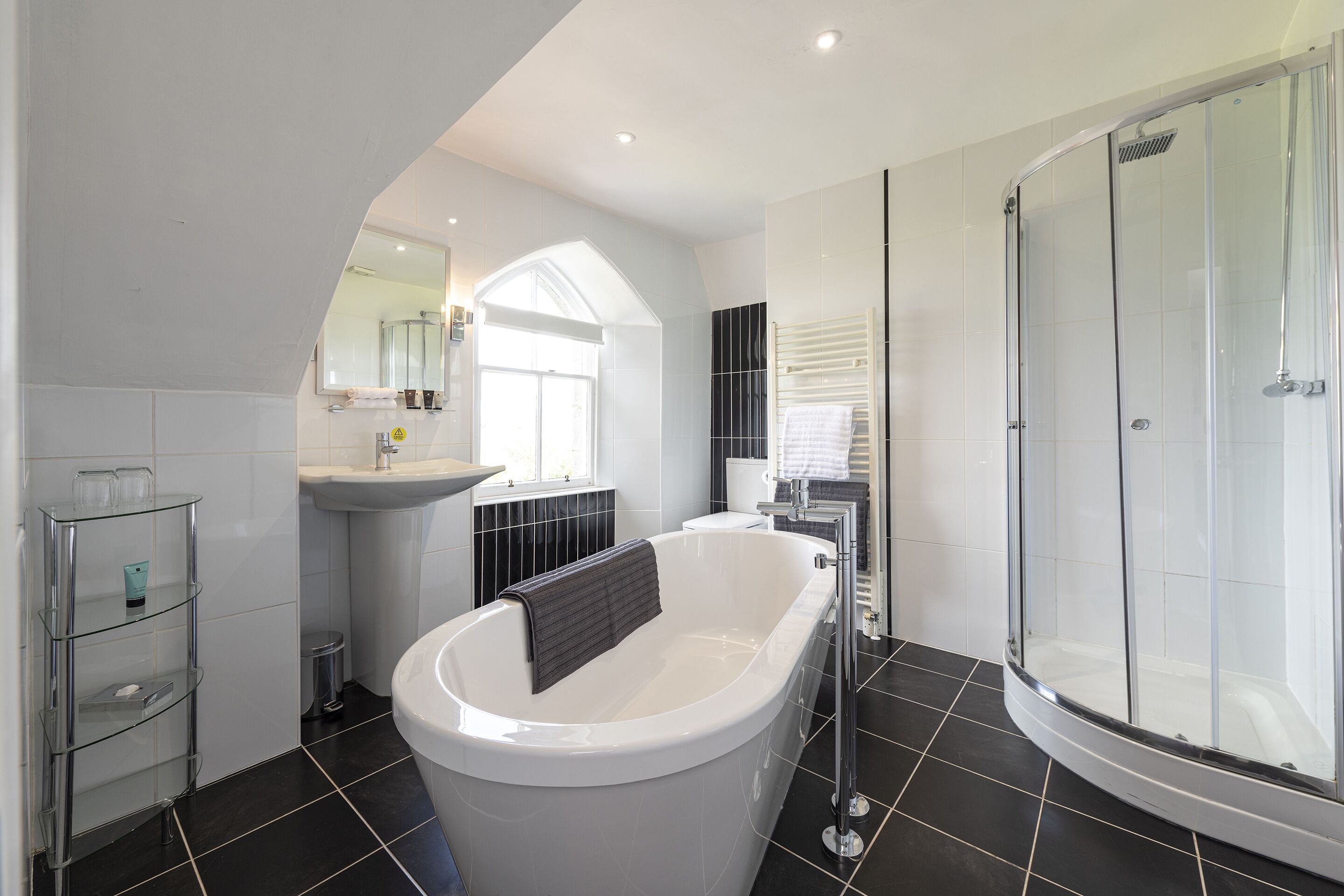 seaview deluxe | bathroom | shower, designer toiletries, hair dryer, bathrobes