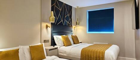 In-room safe, blackout curtains, soundproofing, iron/ironing board