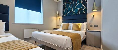 In-room safe, blackout drapes, soundproofing