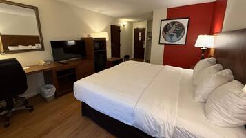 Premium bedding, desk, blackout drapes, iron/ironing board