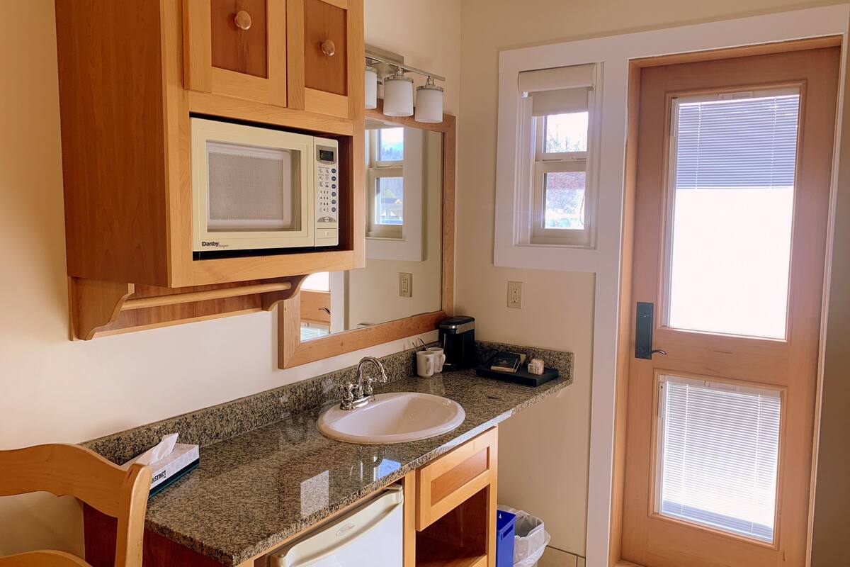 1 bedroom, desk, blackout curtains, iron/ironing board