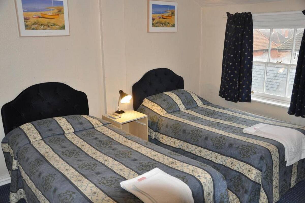 Habitación básica con 2 camas individuales (with Ensuite) | Tabla de planchar con plancha, wifi gratis y ropa de cama