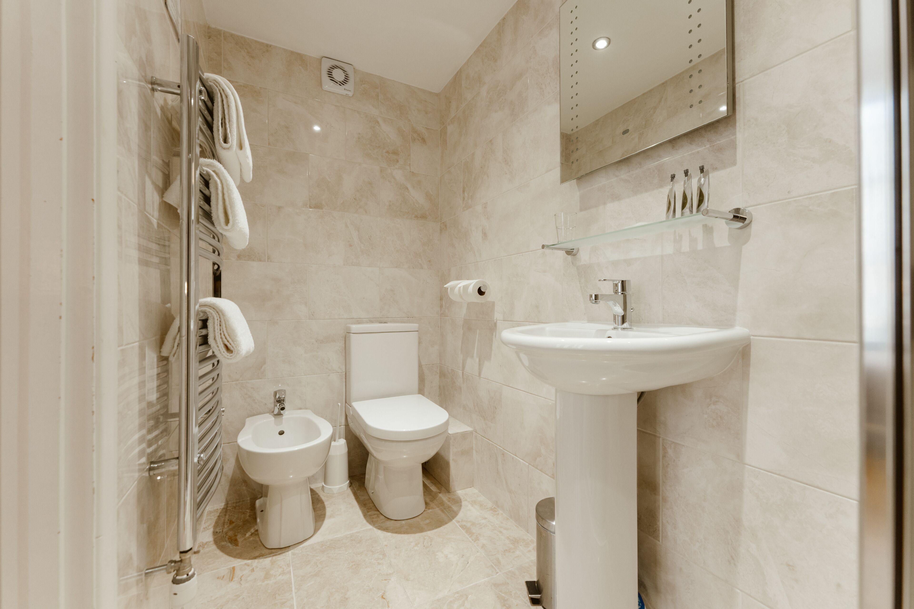 triple room | bathroom | shower, hair dryer, towels