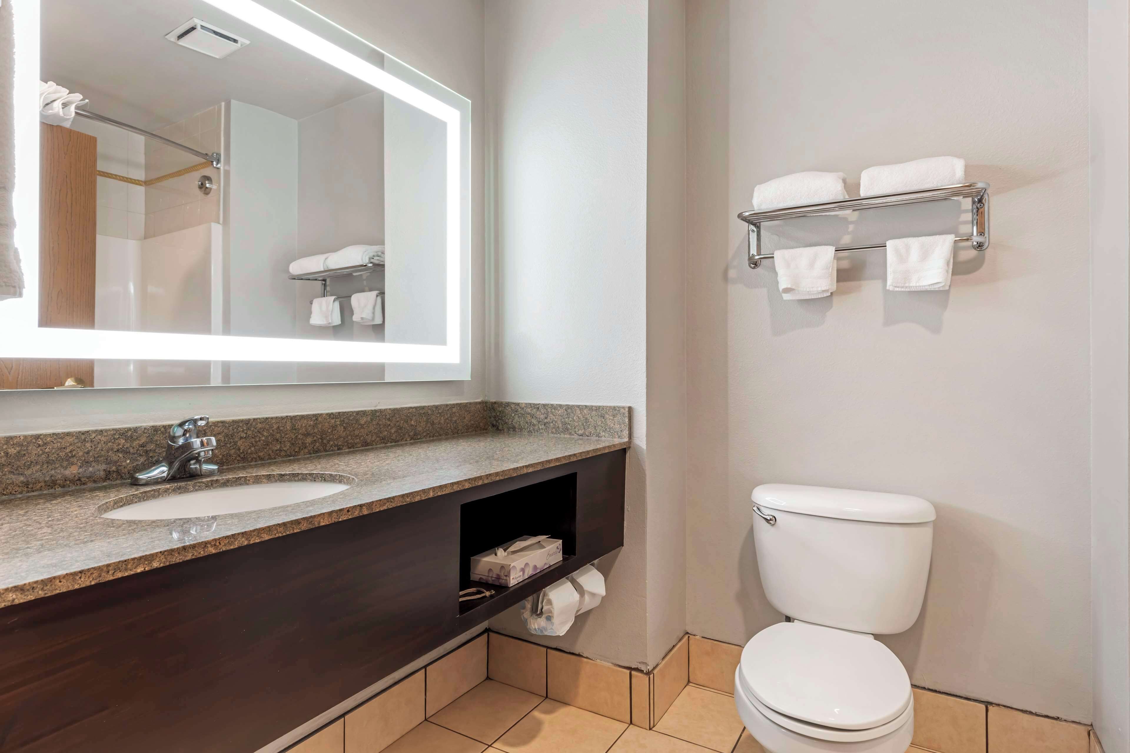 standard room, 1 king bed, non smoking, refrigerator & microwave (oversized room;with sofabed) | bathroom | combined shower/bathtub, free toiletries, hair dryer, towels