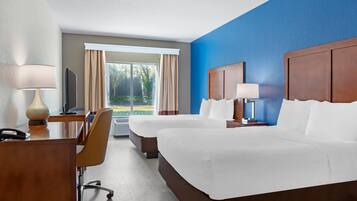 Business Room, 2 Queen Beds, Accessible, Non Smoking | Desk, laptop workspace, blackout curtains, iron/ironing board