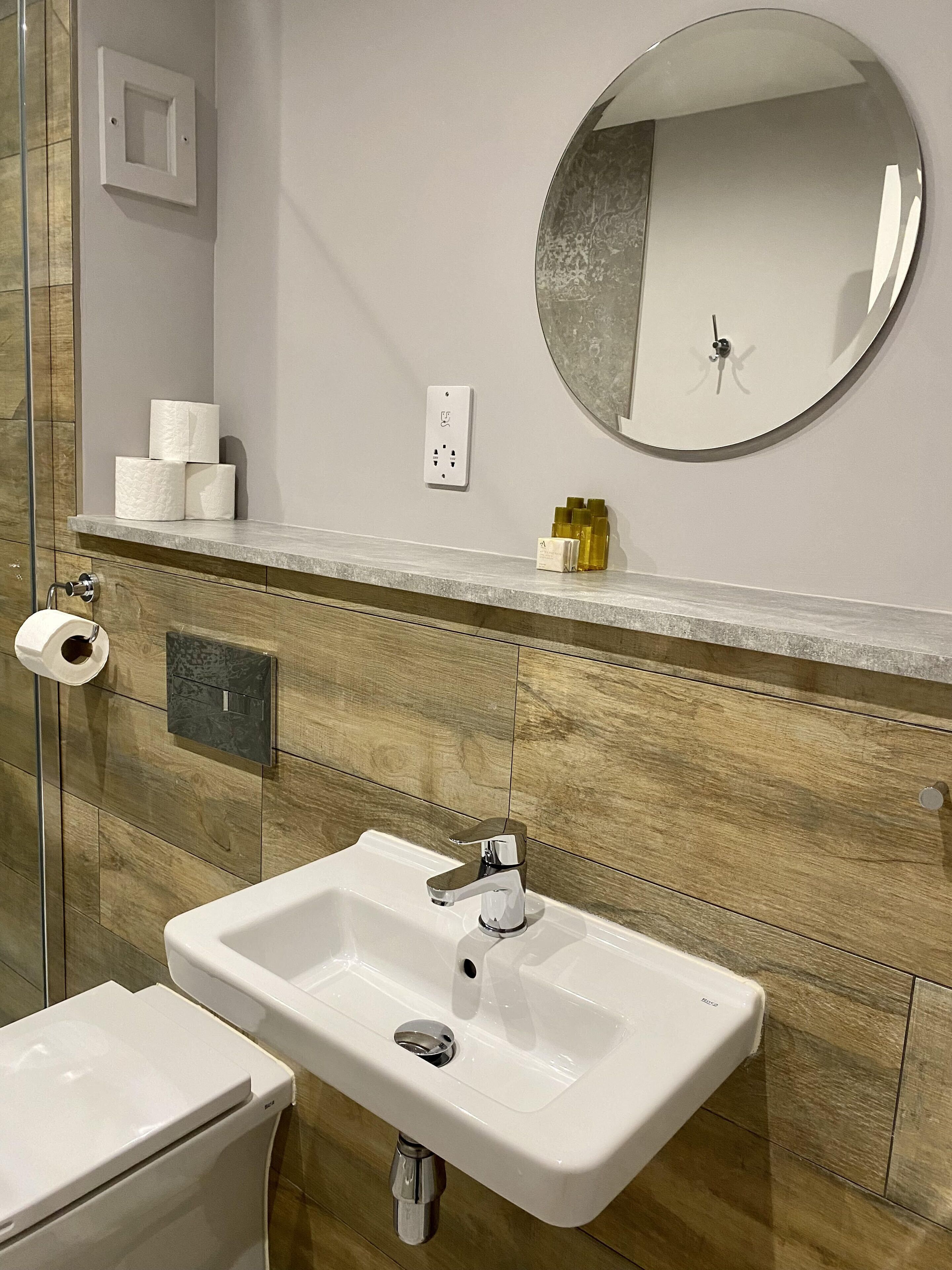 free toiletries, hair dryer, towels