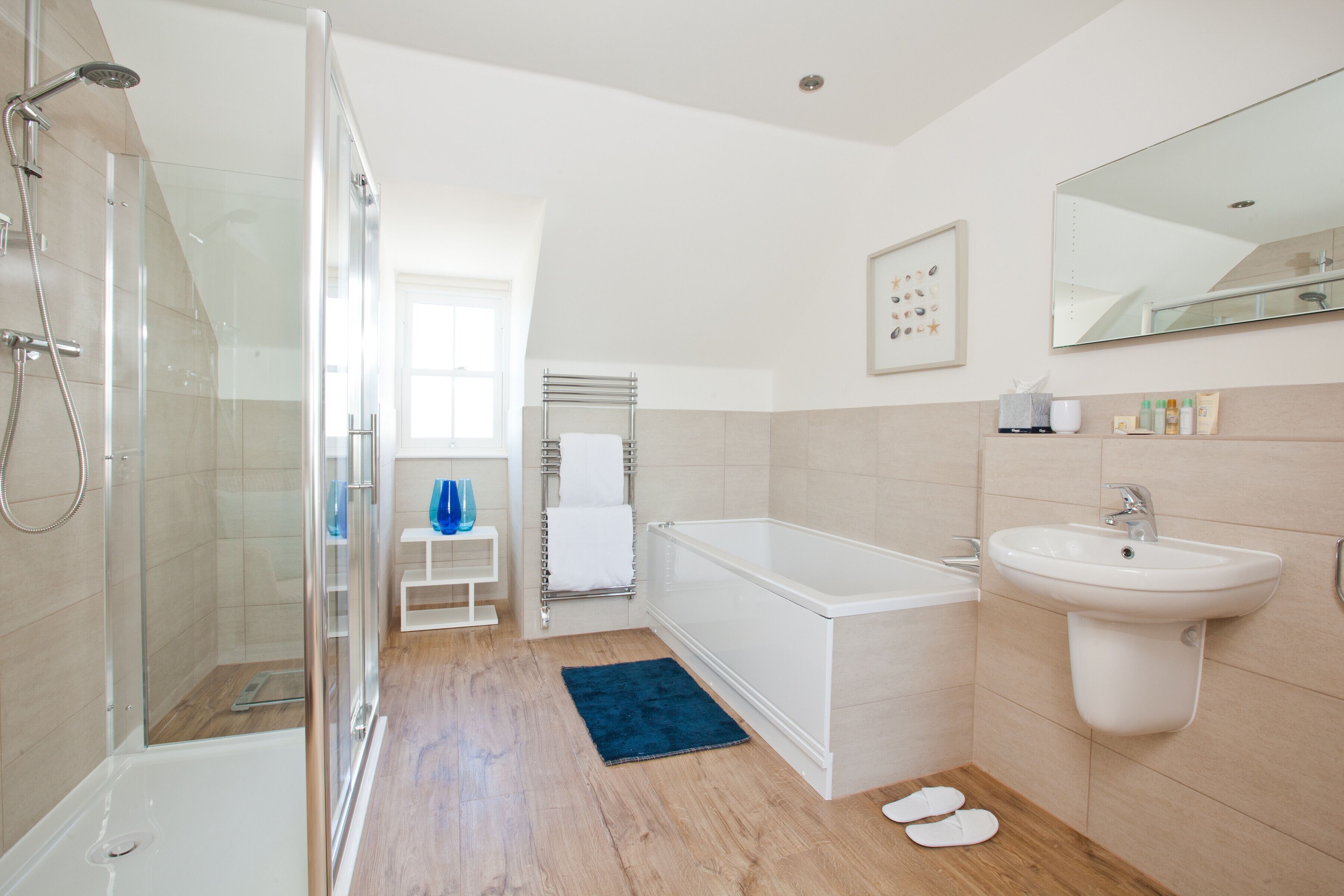 free toiletries, hair dryer, bathrobes, towels