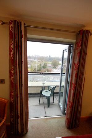 Desk, blackout curtains, soundproofing, iron/ironing board