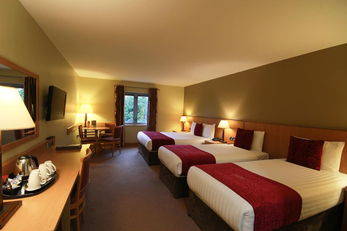 desk, blackout curtains, soundproofing, iron/ironing board