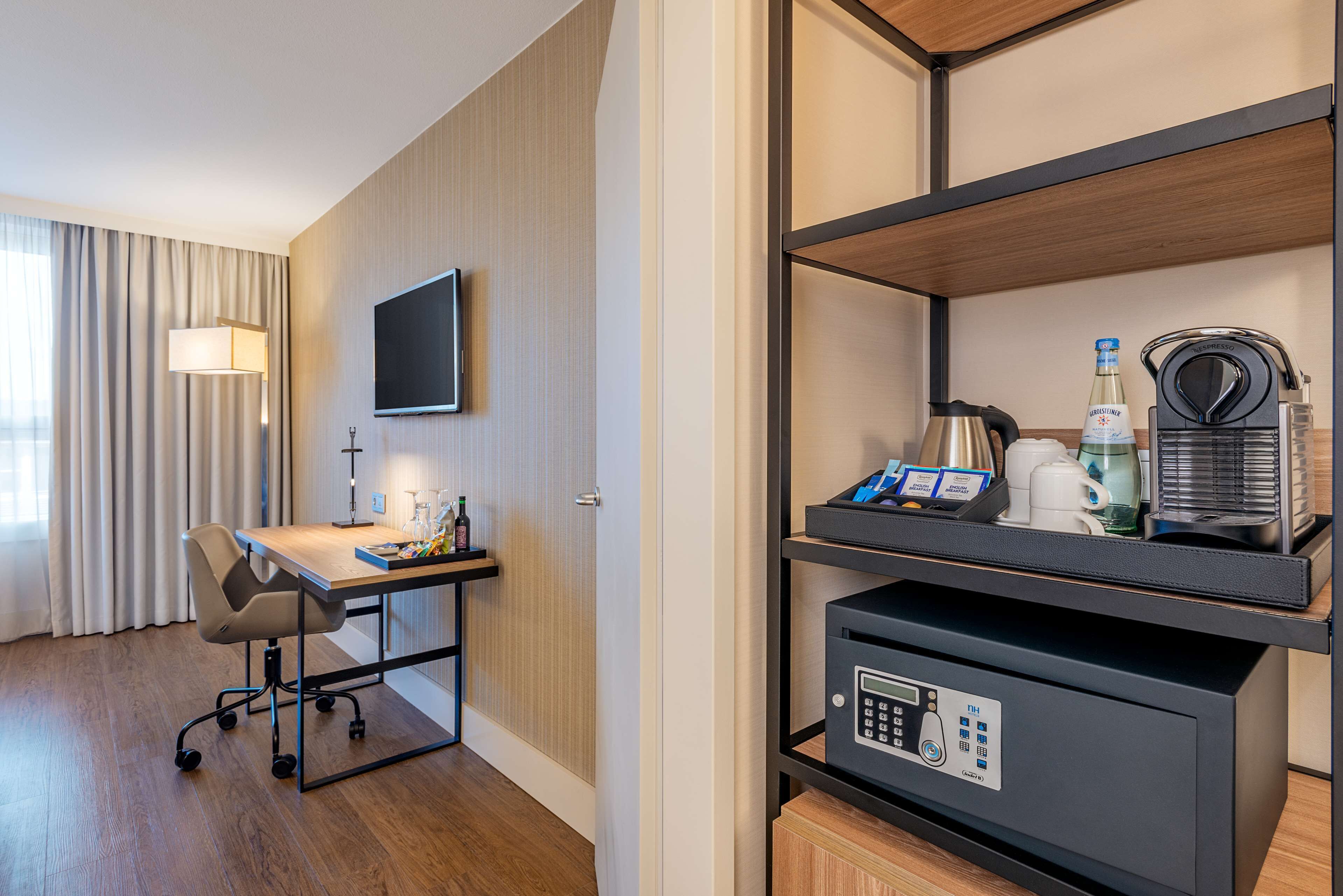 hypo-allergenic bedding, pillow-top beds, in-room safe, desk