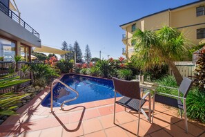 Outdoor pool, pool loungers