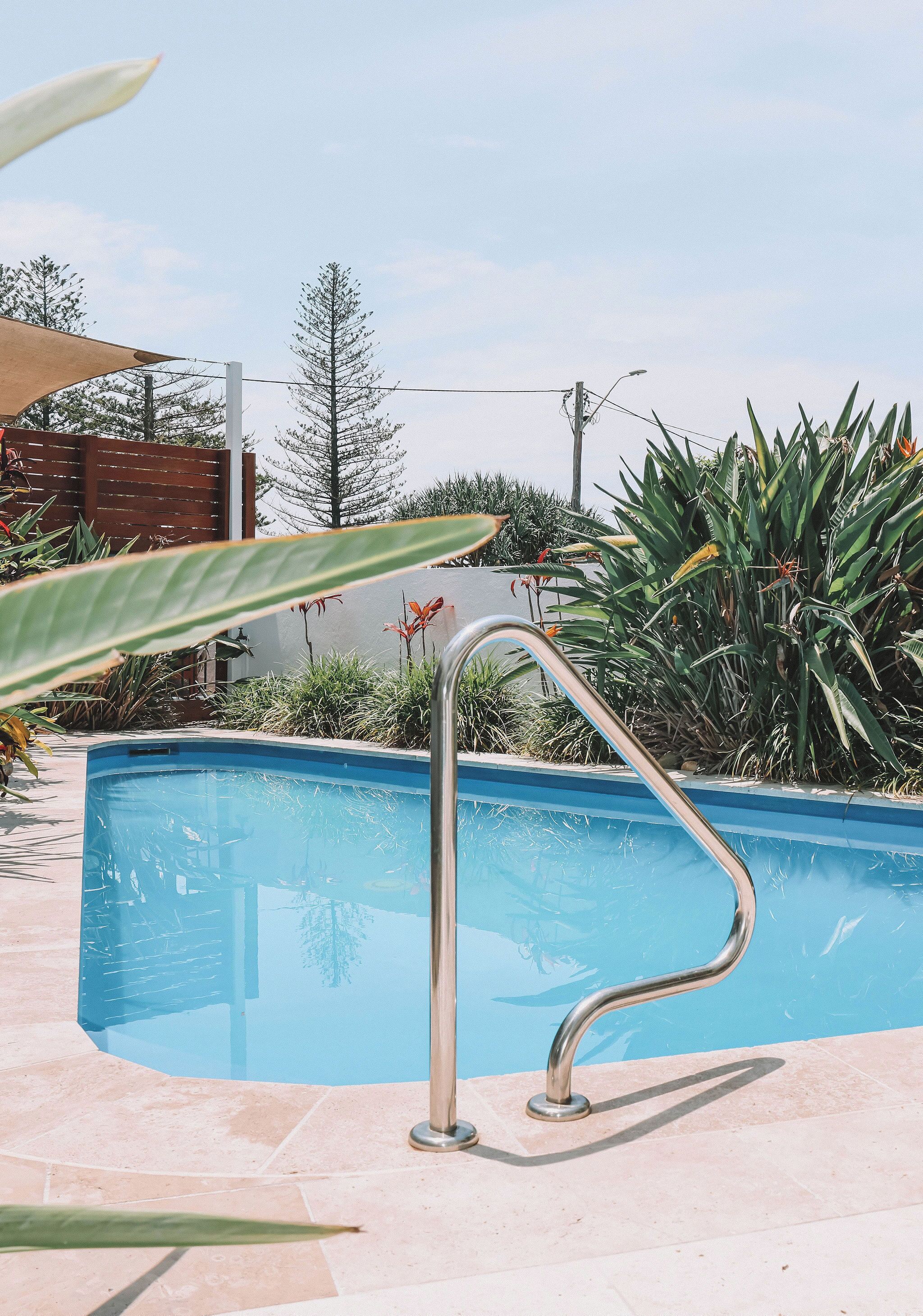 Outdoor pool, pool loungers