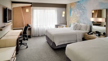 Habitació, 2 llits de matrimoni | Escriptori i espai de treball apte per a portàtils