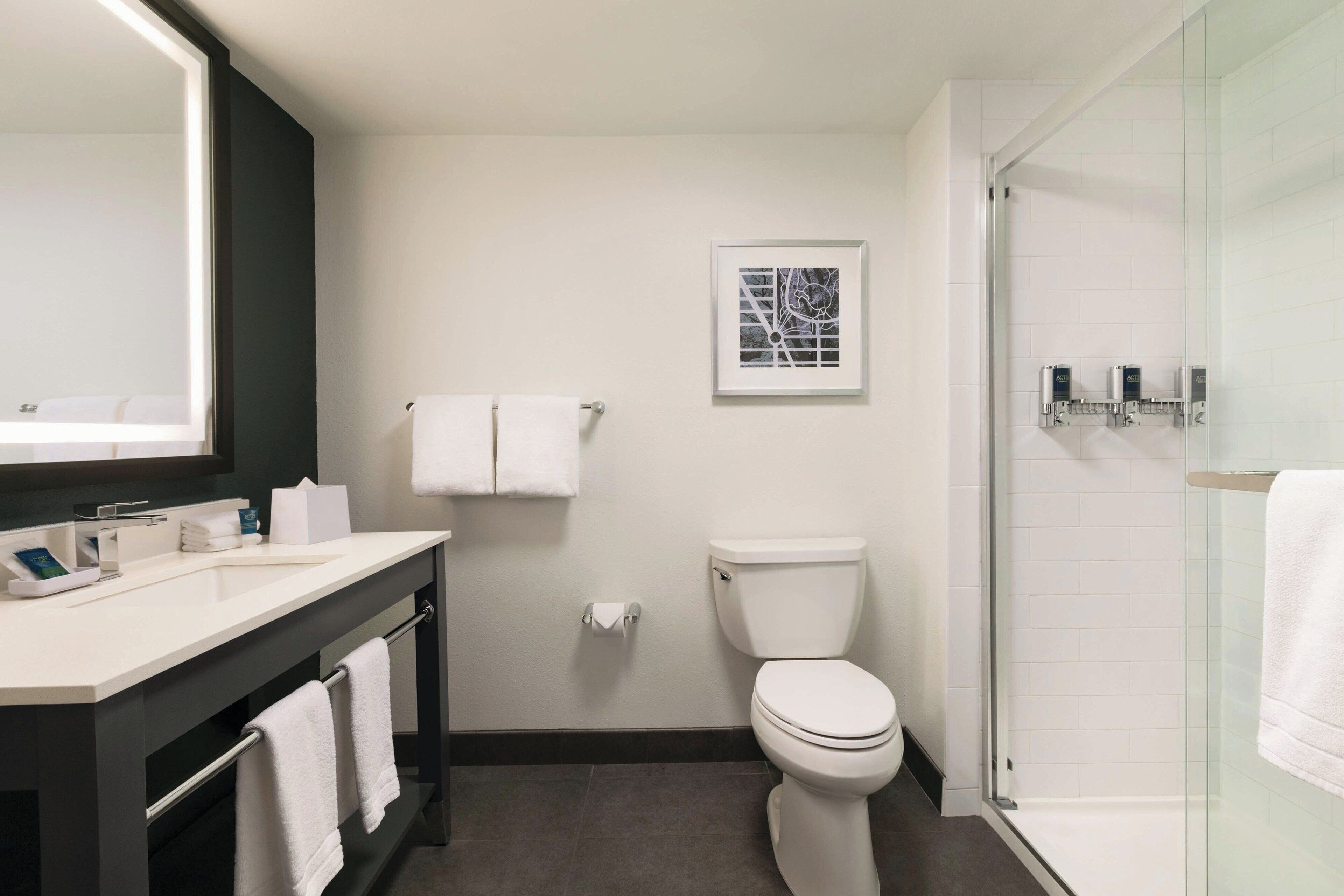 free toiletries, hair dryer, towels