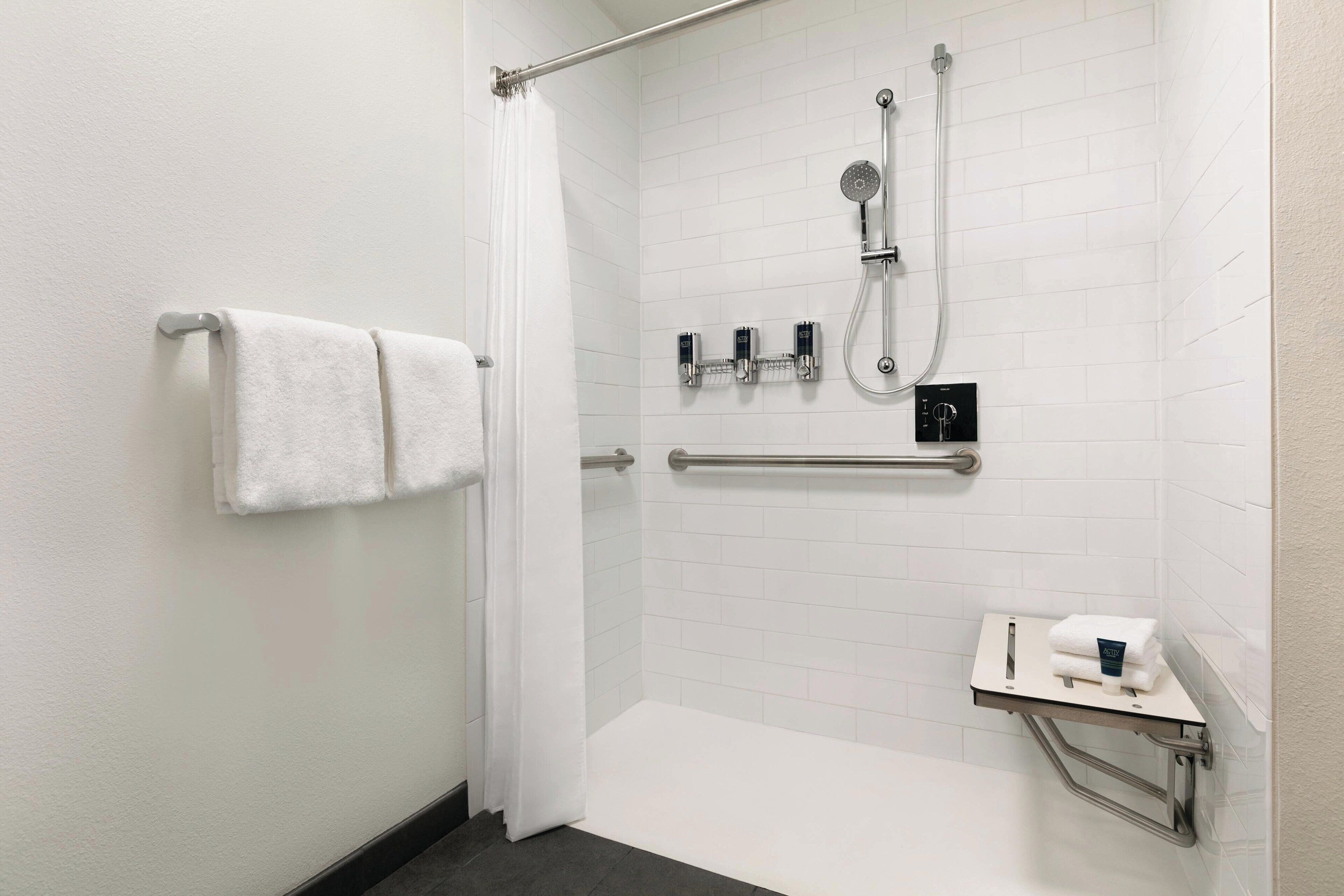 free toiletries, hair dryer, towels