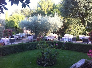 Outdoor banquet area