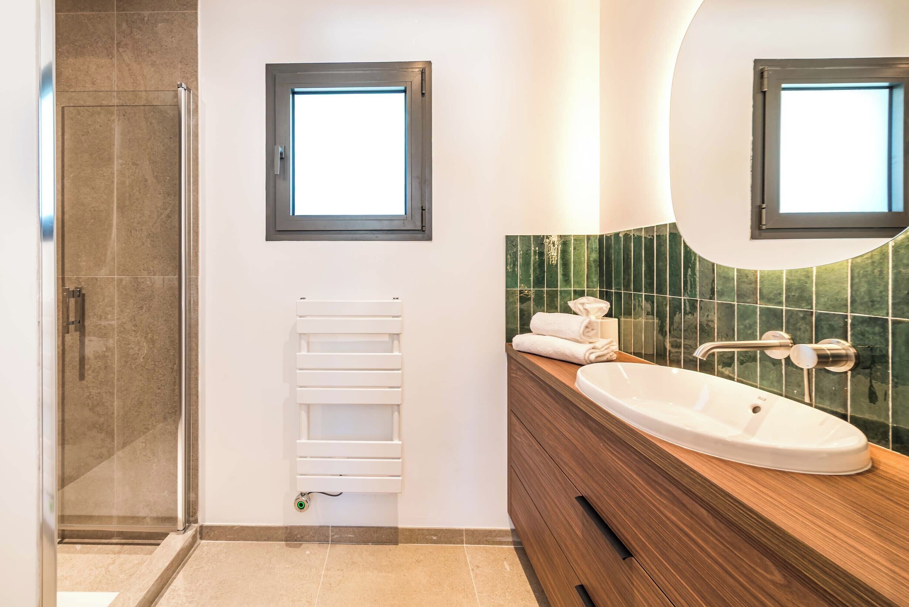 junior suite, 1 queen bed with sofa bed, terrace | bathroom | shower, rainfall showerhead, hair dryer, towels