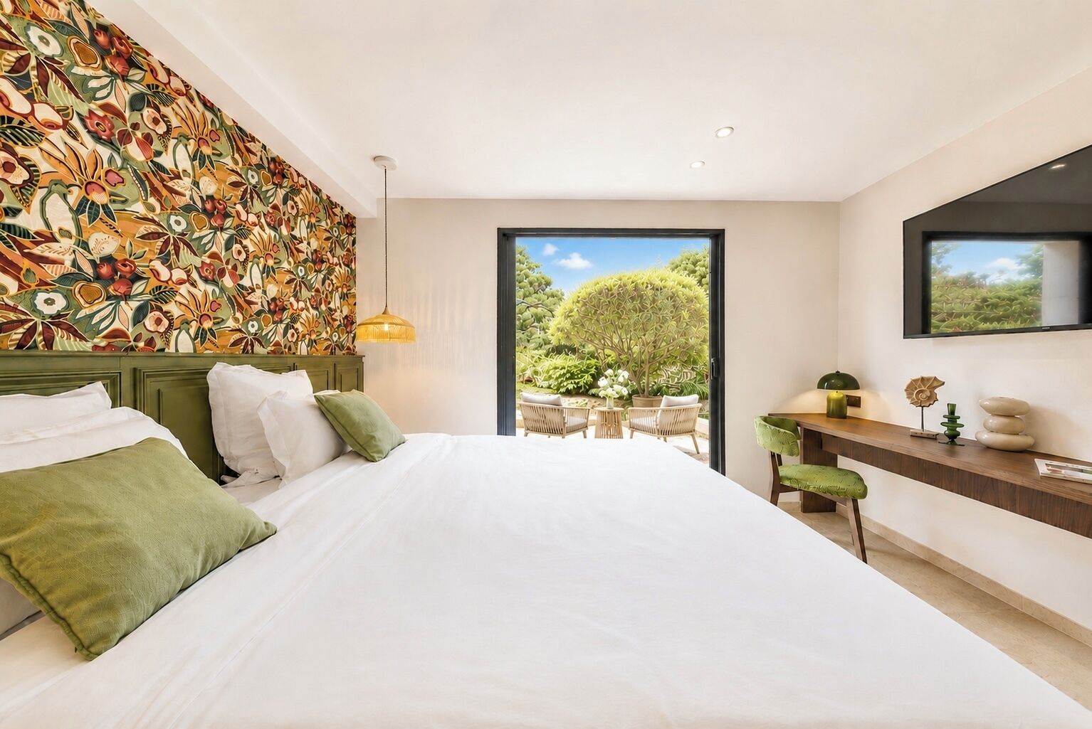 Deluxe Double Room, 1 Queen Bed, Terrace | Minibar, in-room safe, individually decorated, desk