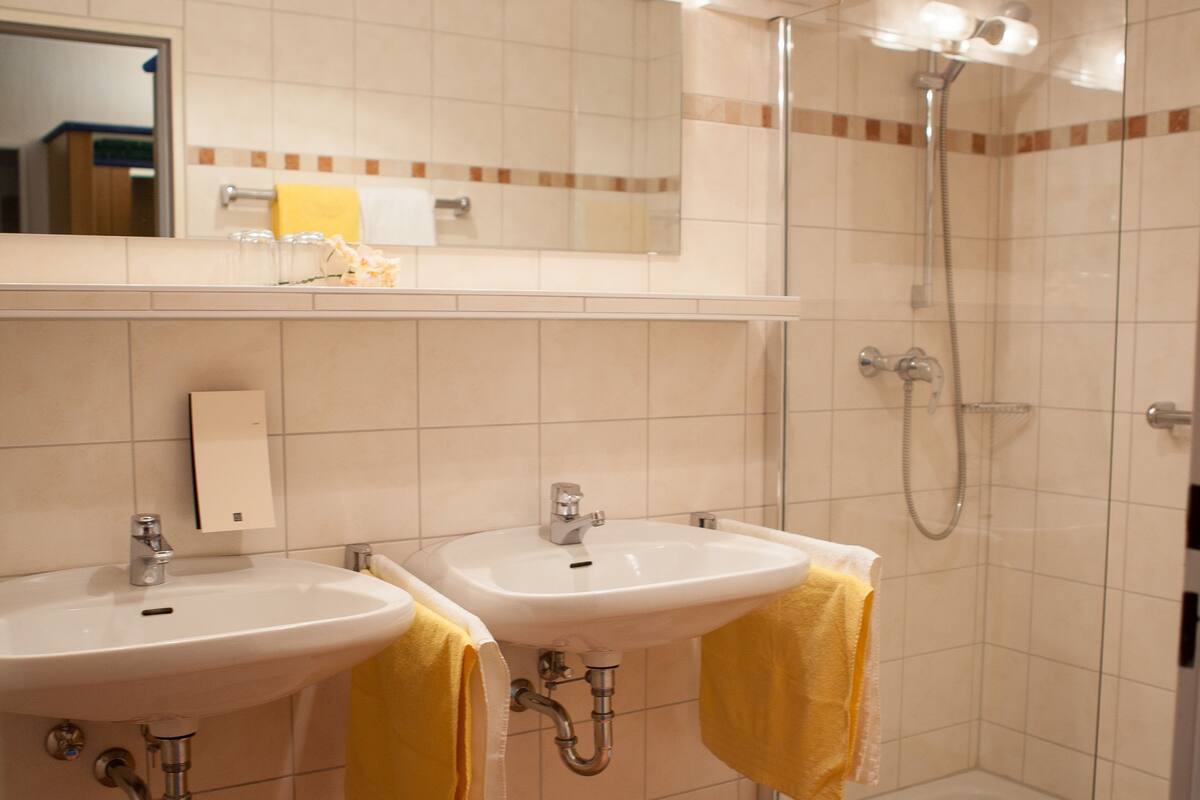 standard double room, 1 queen bed | bathroom | free toiletries, hair dryer, towels