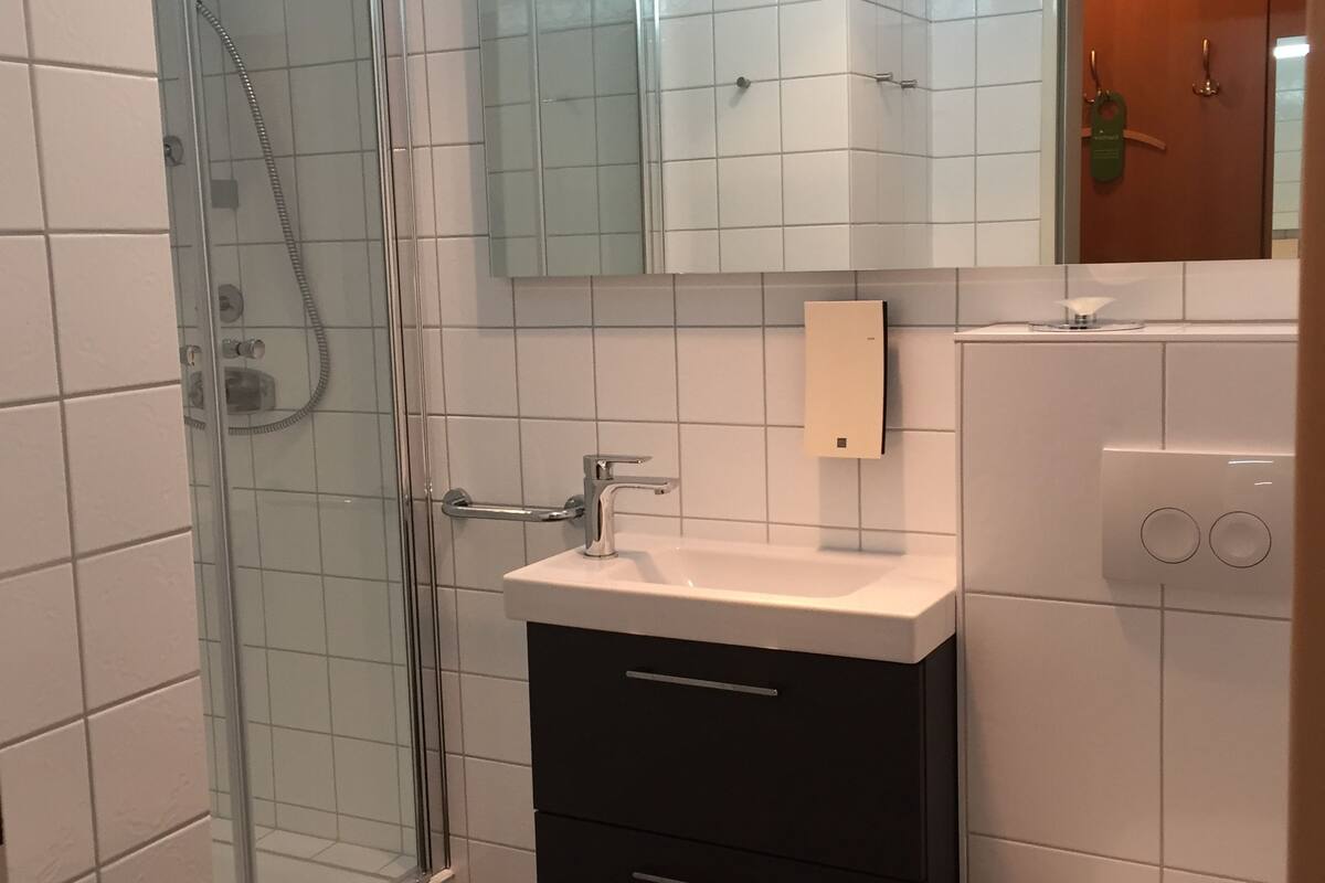 free toiletries, hair dryer, towels