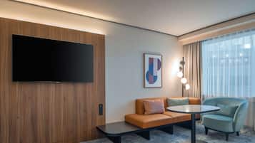 Flat-screen TV, pay movies