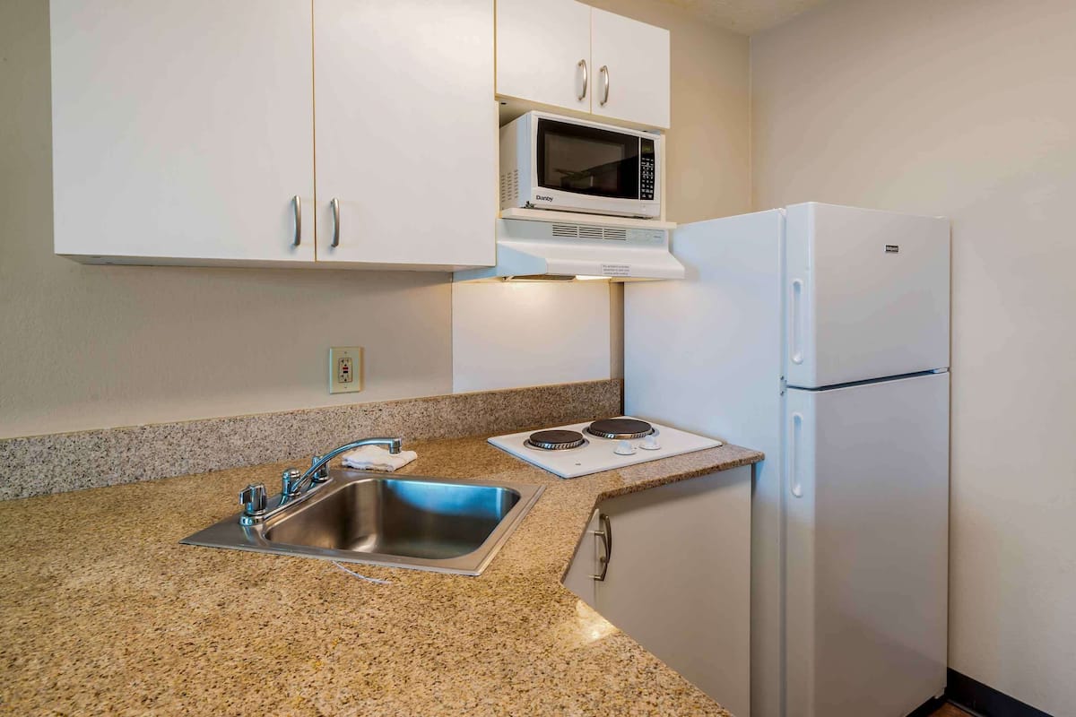 studio, 2 double beds, non smoking | private kitchen | full-sized fridge, microwave, stovetop, coffee/tea maker