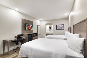1 bedroom, desk, blackout drapes, iron/ironing board