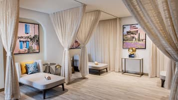 Sauna, bain à remous, hammam, soins corporels, bains de boue