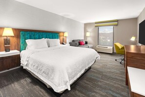 Hypo-allergenic bedding, pillowtop beds, desk, blackout drapes