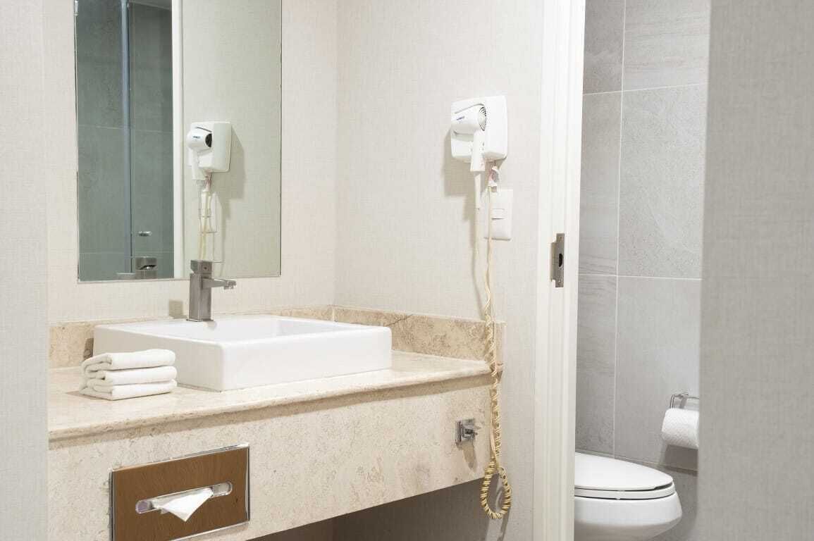 free toiletries, hair dryer, towels, soap