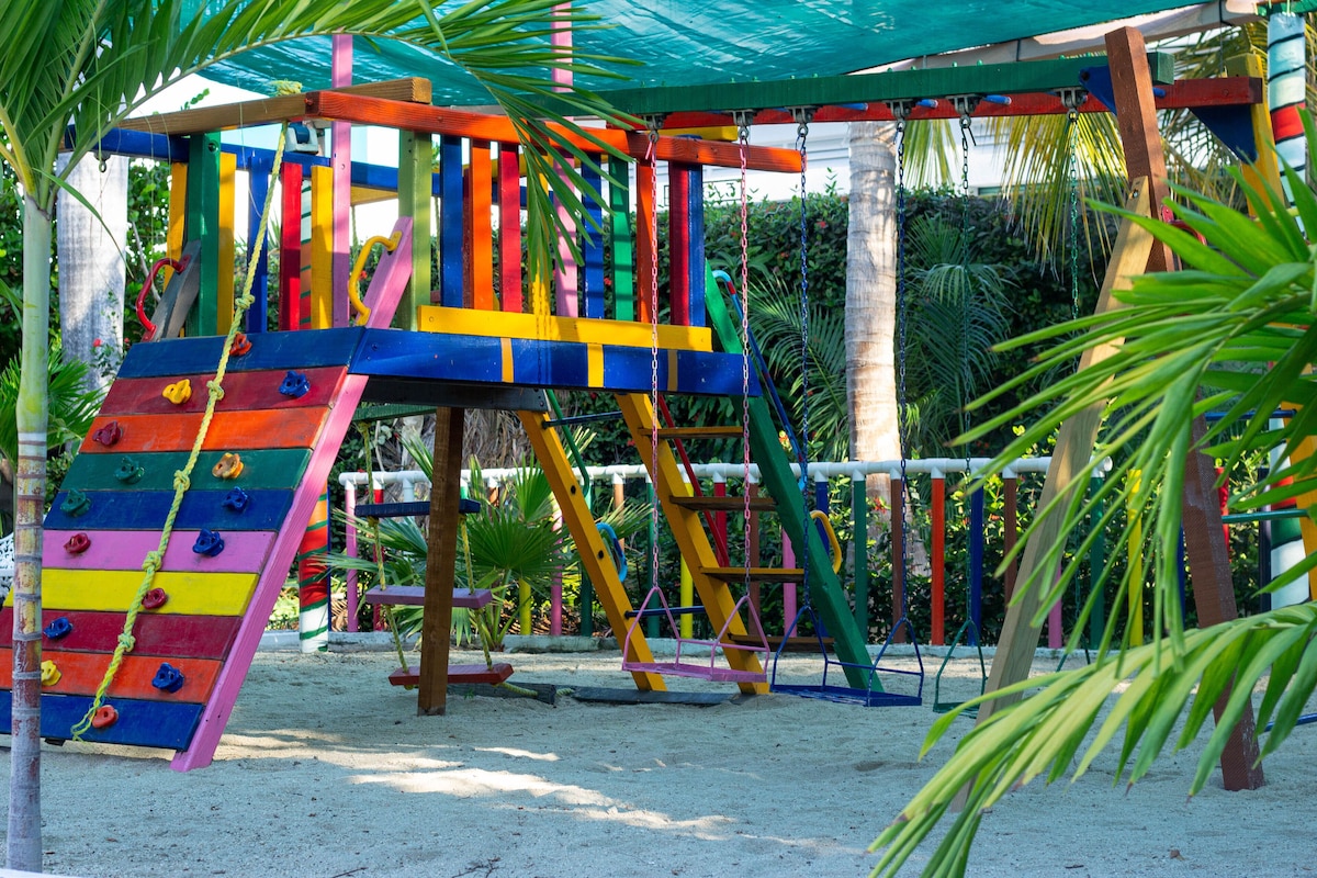 kid's playground area at hotel castillo huatulco mexico