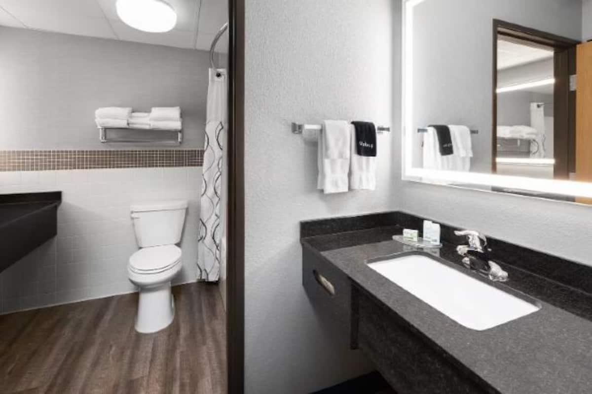 Bathroom | Combined shower/tub, hair dryer, towels