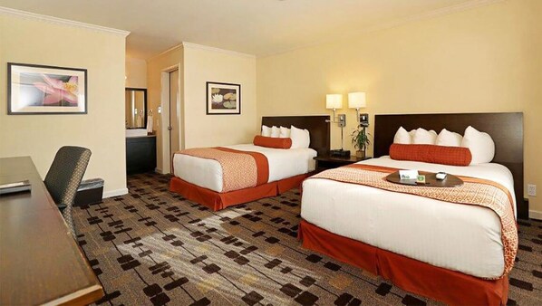 Deluxe Room, 2 Double Beds, Non Smoking, Refrigerator & Microwave | Premium bedding, pillowtop beds, in-room safe, desk