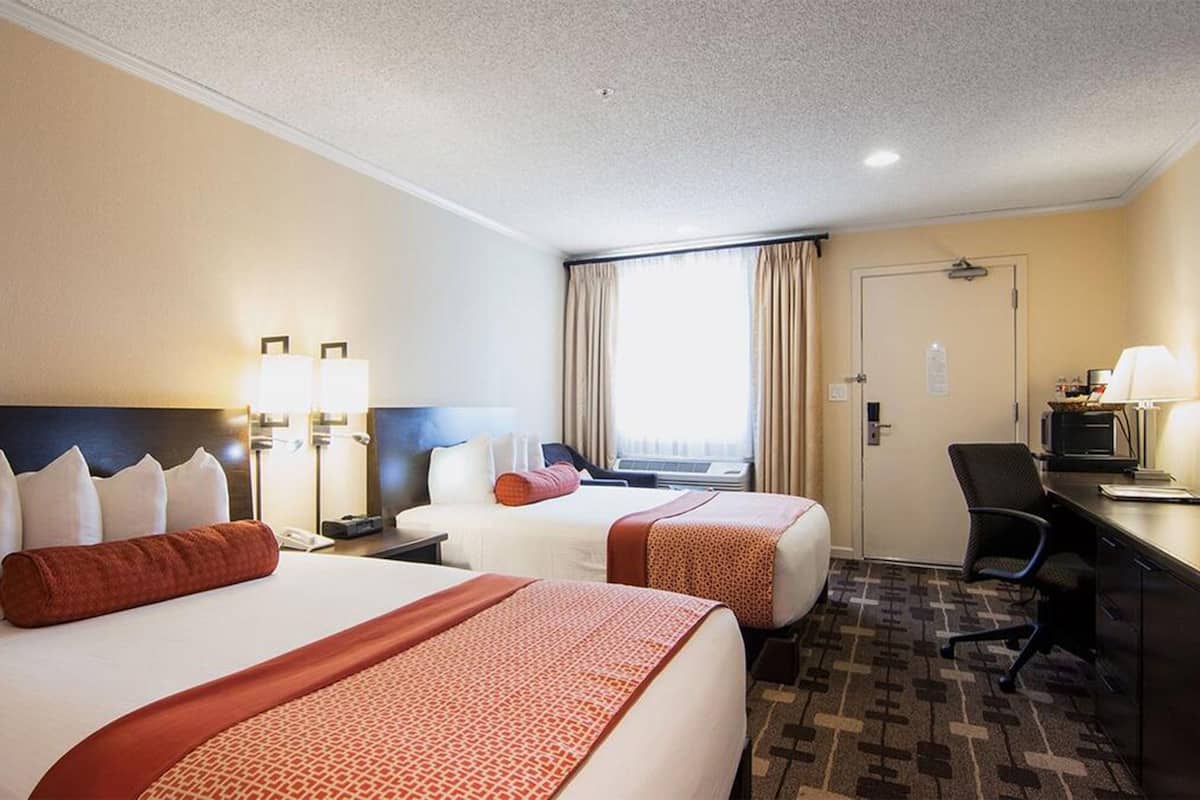 Room, 2 Queen Beds, Non Smoking, Refrigerator & Microwave | Premium bedding, pillowtop beds, in-room safe, desk