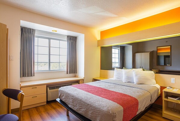 Desk, free WiFi, bed sheets