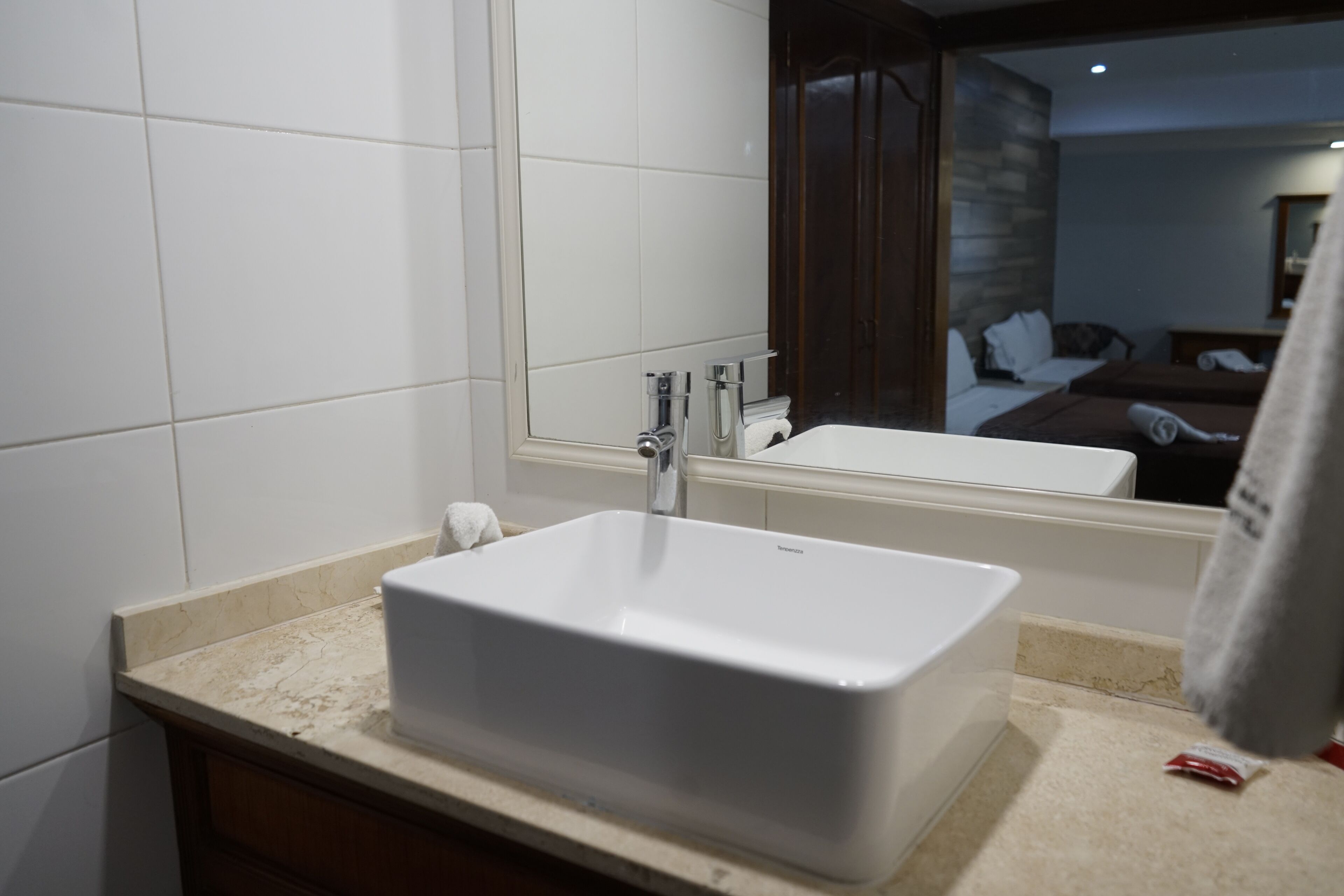 standard quadruple room, 2 double beds | bathroom | shower, hair dryer, towels