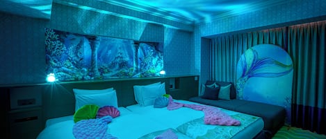 Mermaid Themed Room (Decorations not for take-home), Non-Smoking | Down comforters, in-room safe, desk, blackout drapes