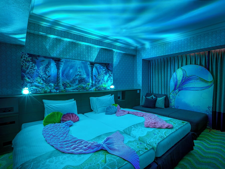 Mermaid Themed Room (Decorations not for take-home), Non-Smoking | Down comforters, in-room safe, desk, blackout drapes