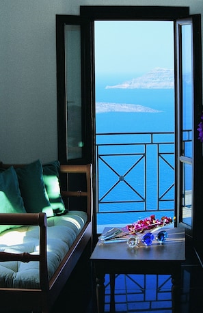 Superior Triple Room, Sea View | Living area | 32-inch LED TV with satellite channels, TV