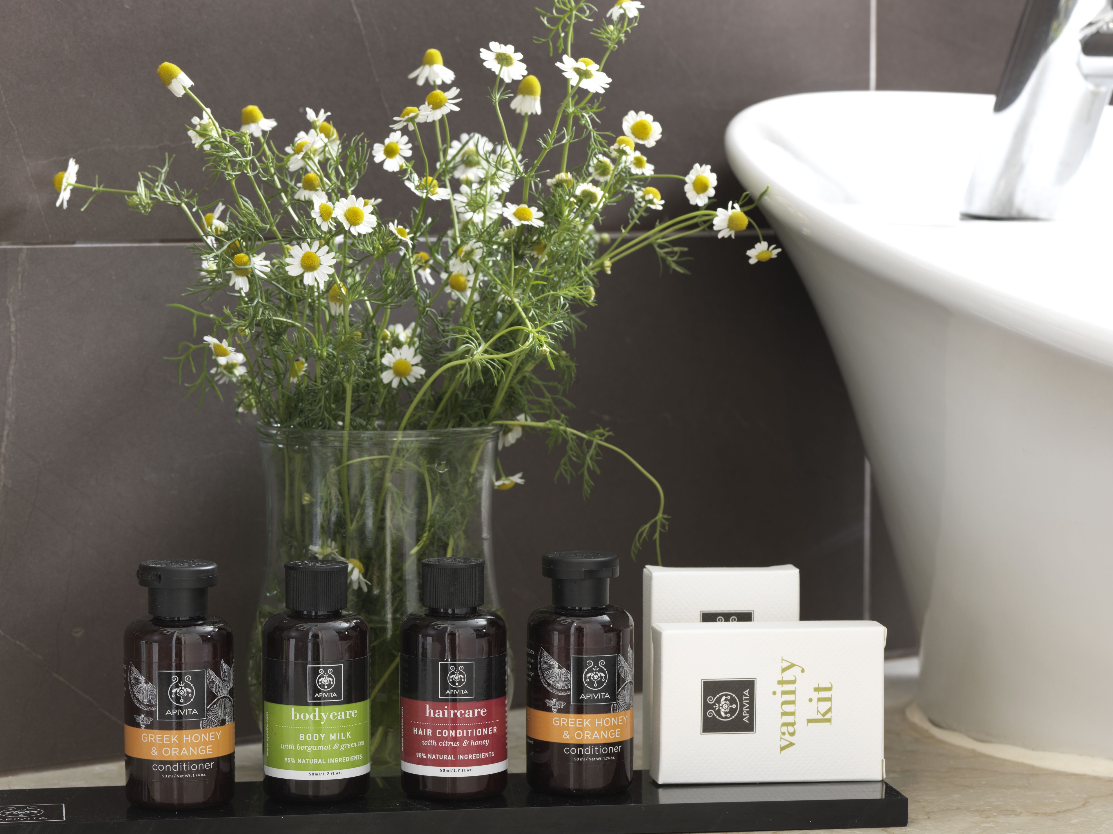 shower, designer toiletries, hair dryer, bathrobes