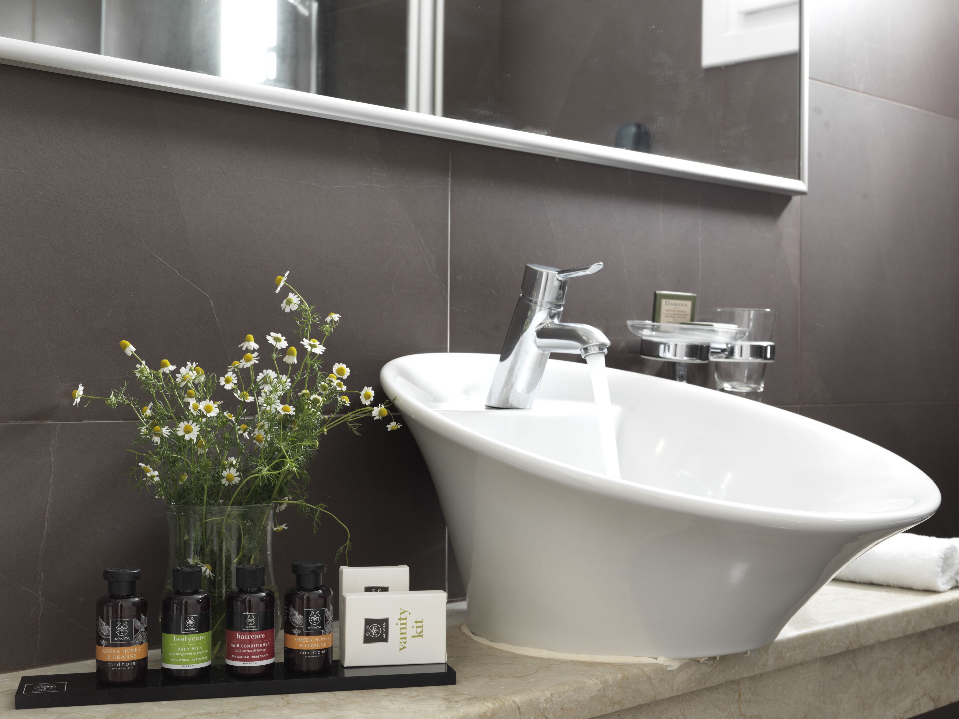 shower, designer toiletries, hair dryer, bathrobes