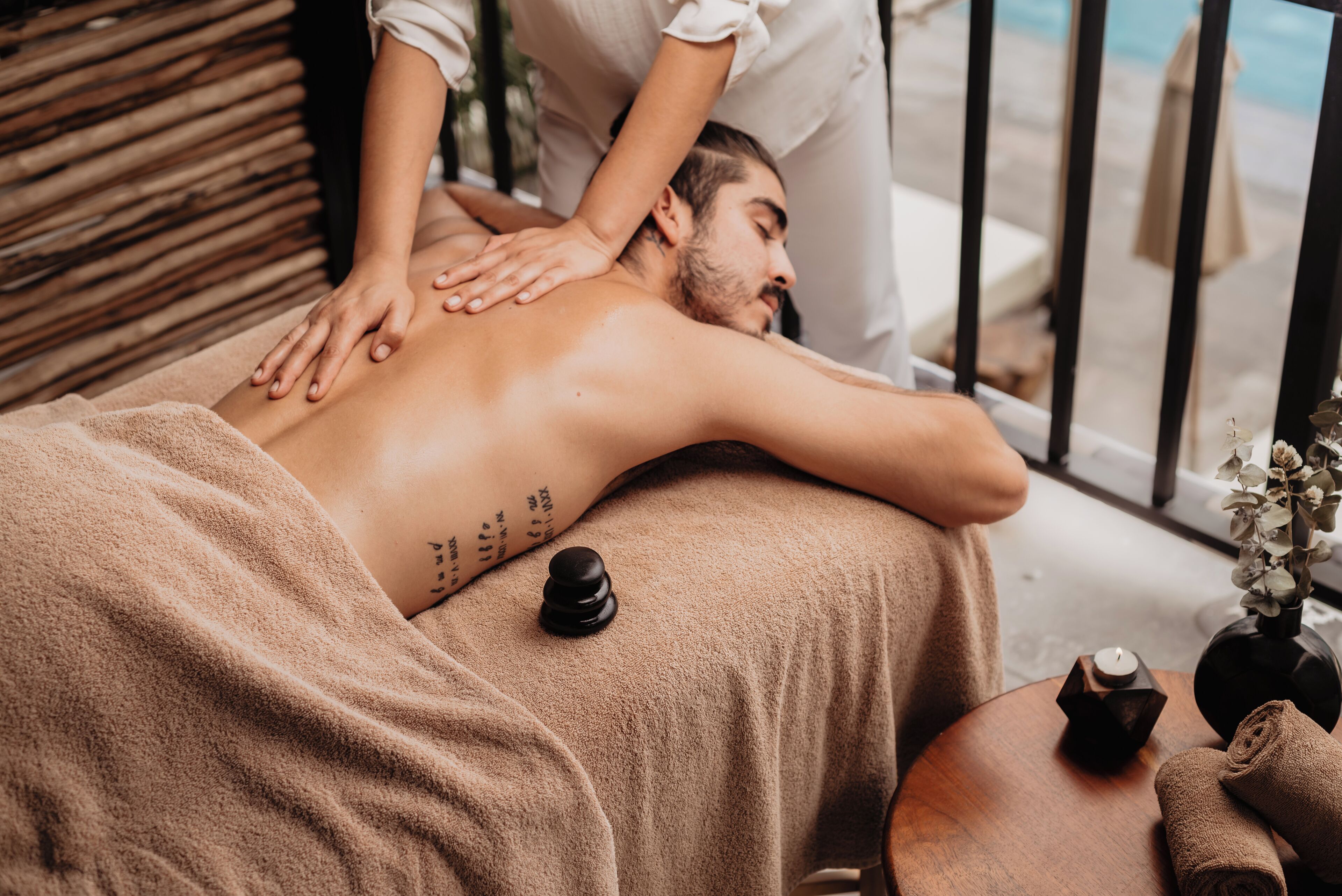 couples treatment room(s), hot tub, aromatherapy, hot stone massages