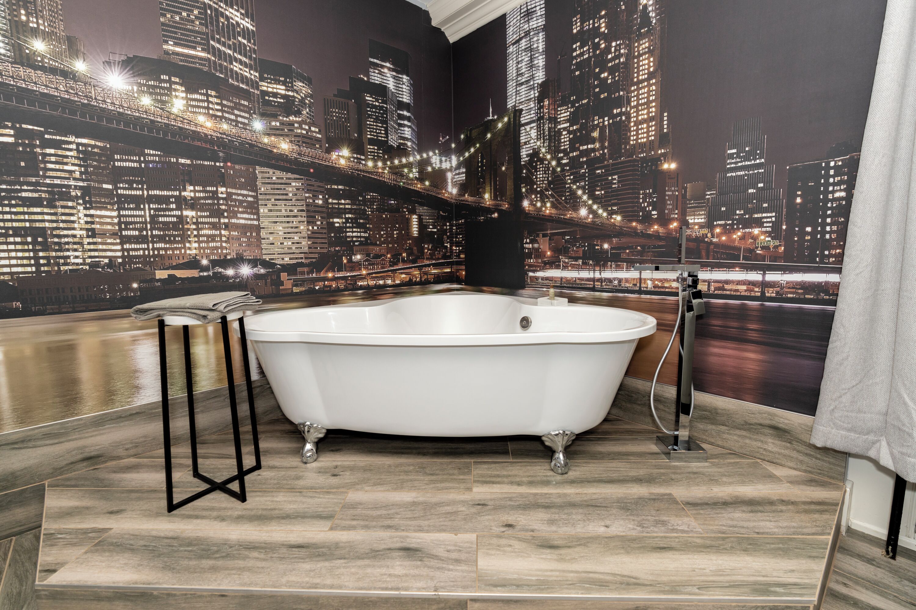 luxury room, 1 king bed, fireplace | deep-soaking bathtub