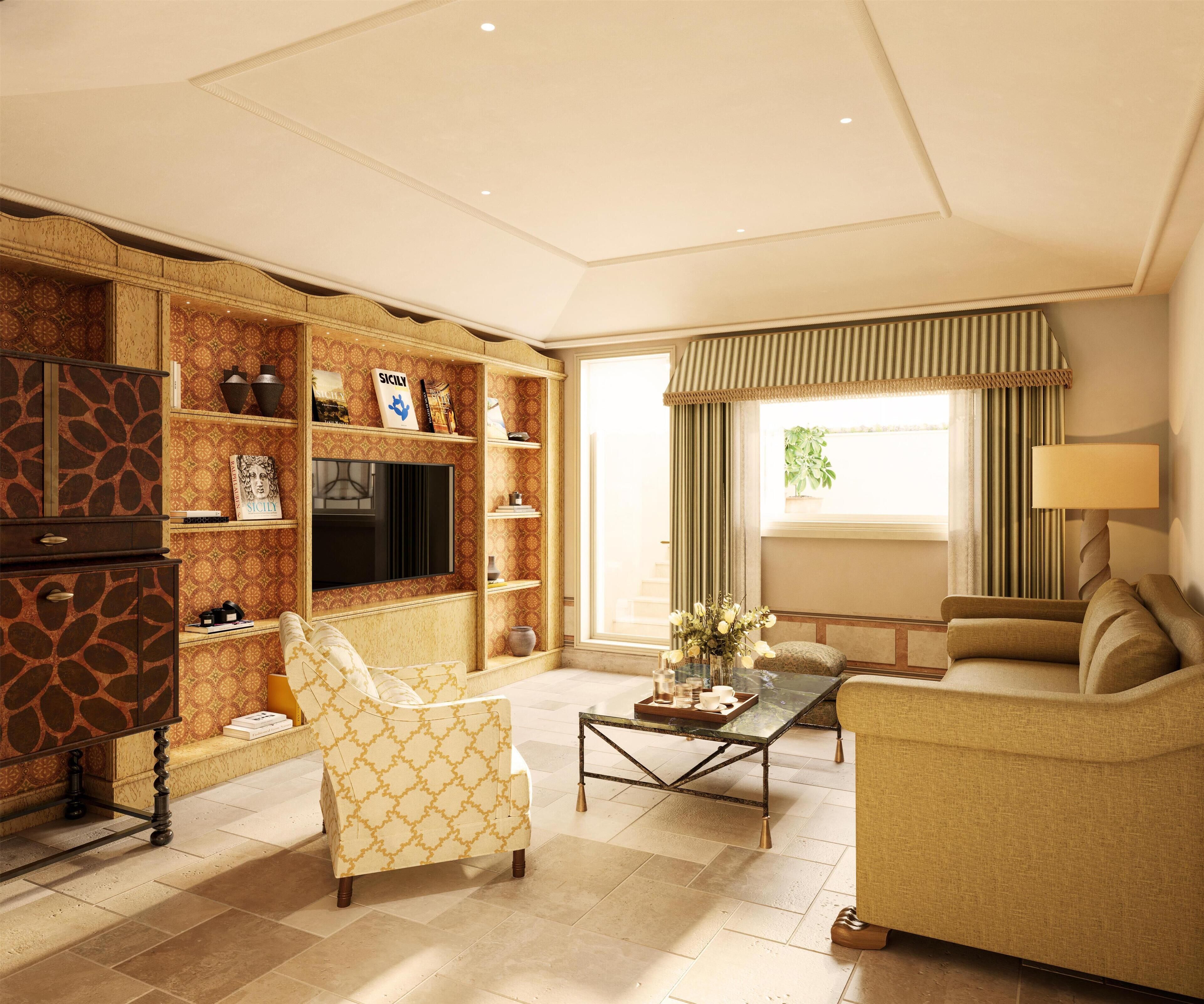 Suite Premium (Villa Timeo) | Ropa de cama de alta calidad, edredón y minibar 