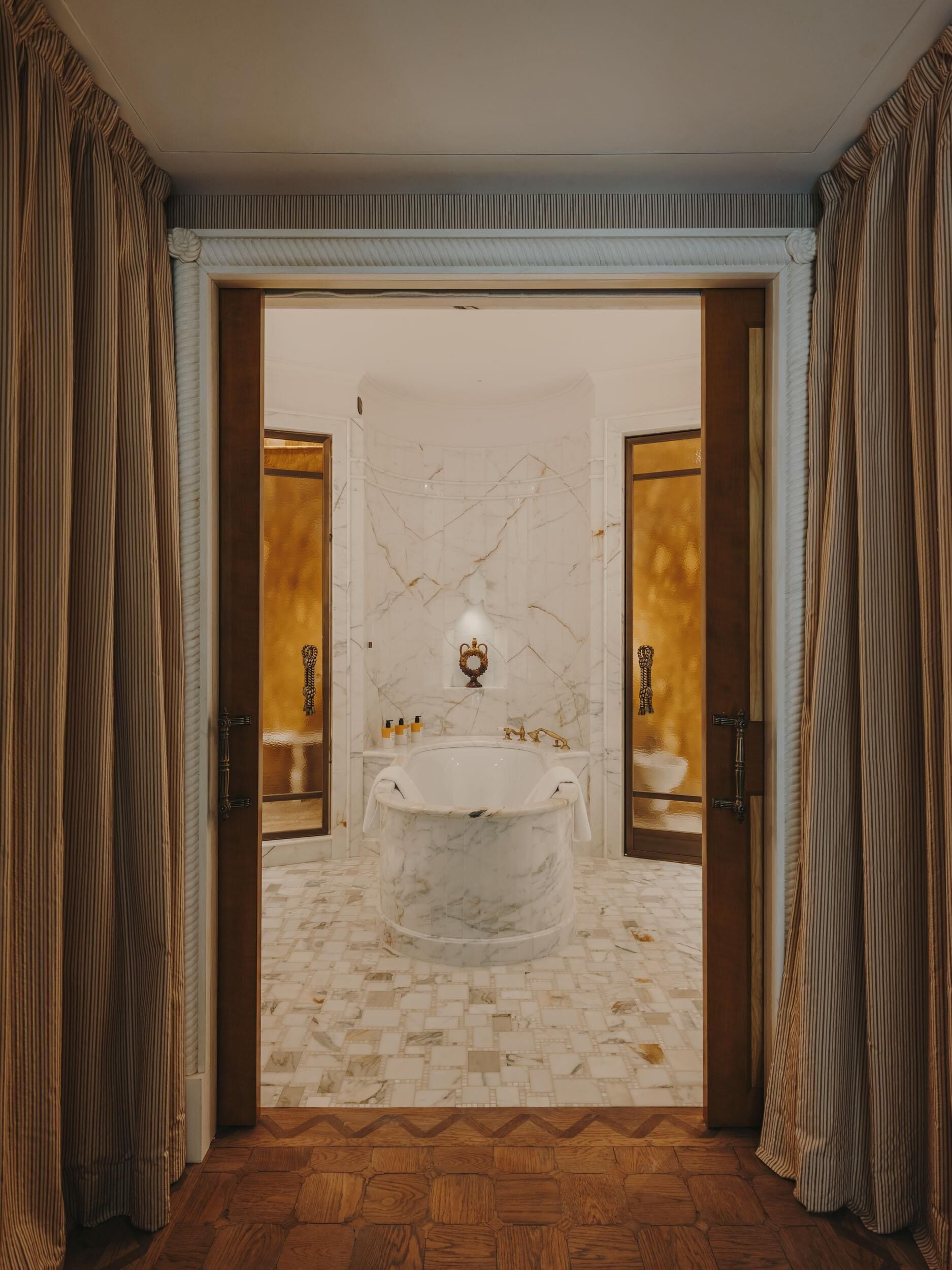 junior suite (villa timeo) | bathroom | rainfall showerhead, hair dryer, bathrobes, slippers