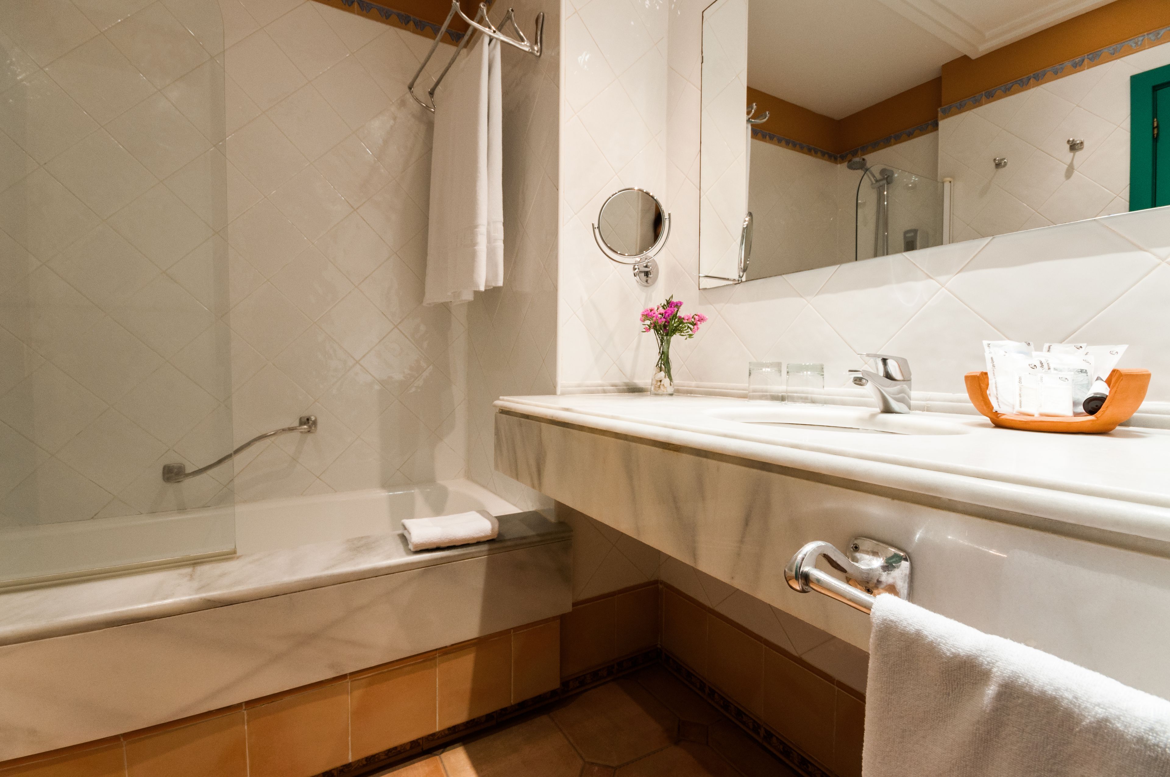 Ducha, secador de pelo, bidet, toallas