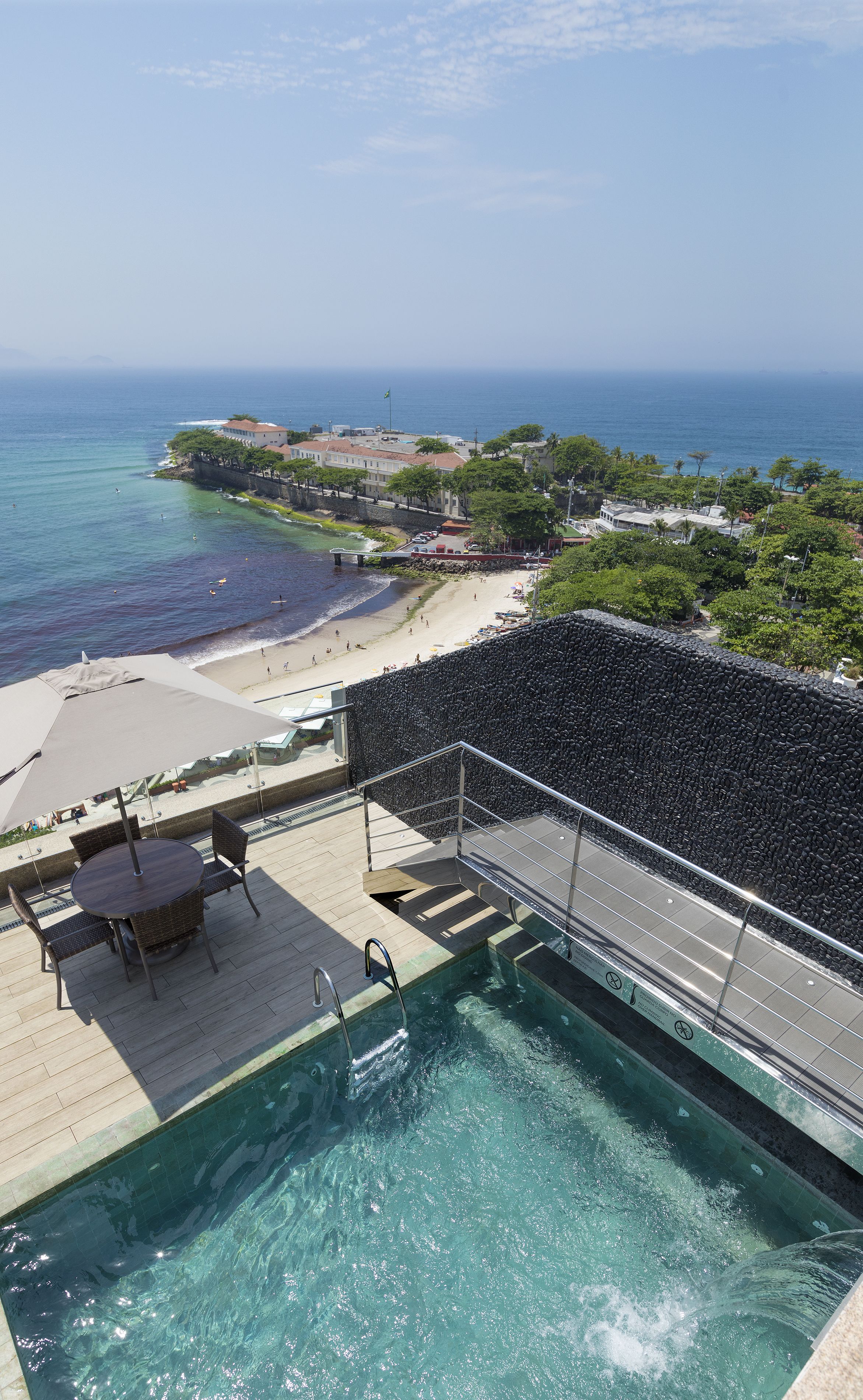 outdoor pool, open 6:00 am to 11:00 pm, pool umbrellas, pool loungers