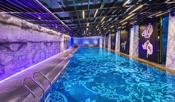Indoor pool, open 7:00 AM to 9:30 PM, sun loungers