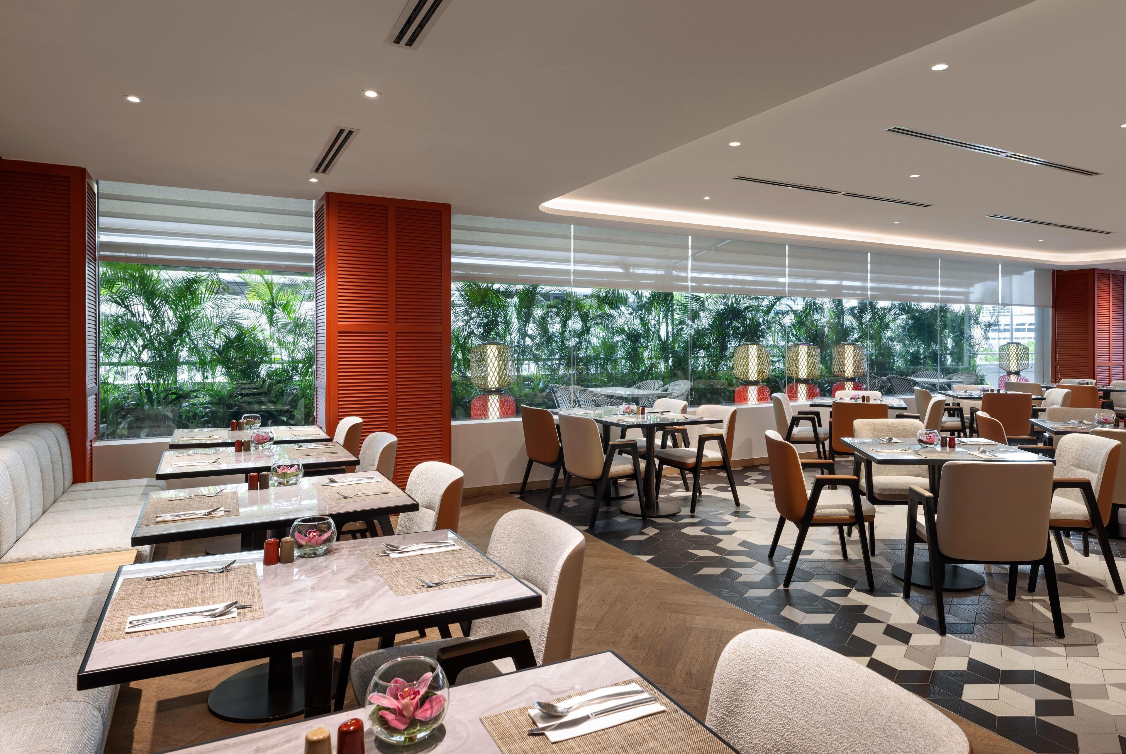 Breakfast, lunch, dinner served; international cuisine 