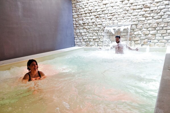 Indoor pool, a waterfall pool